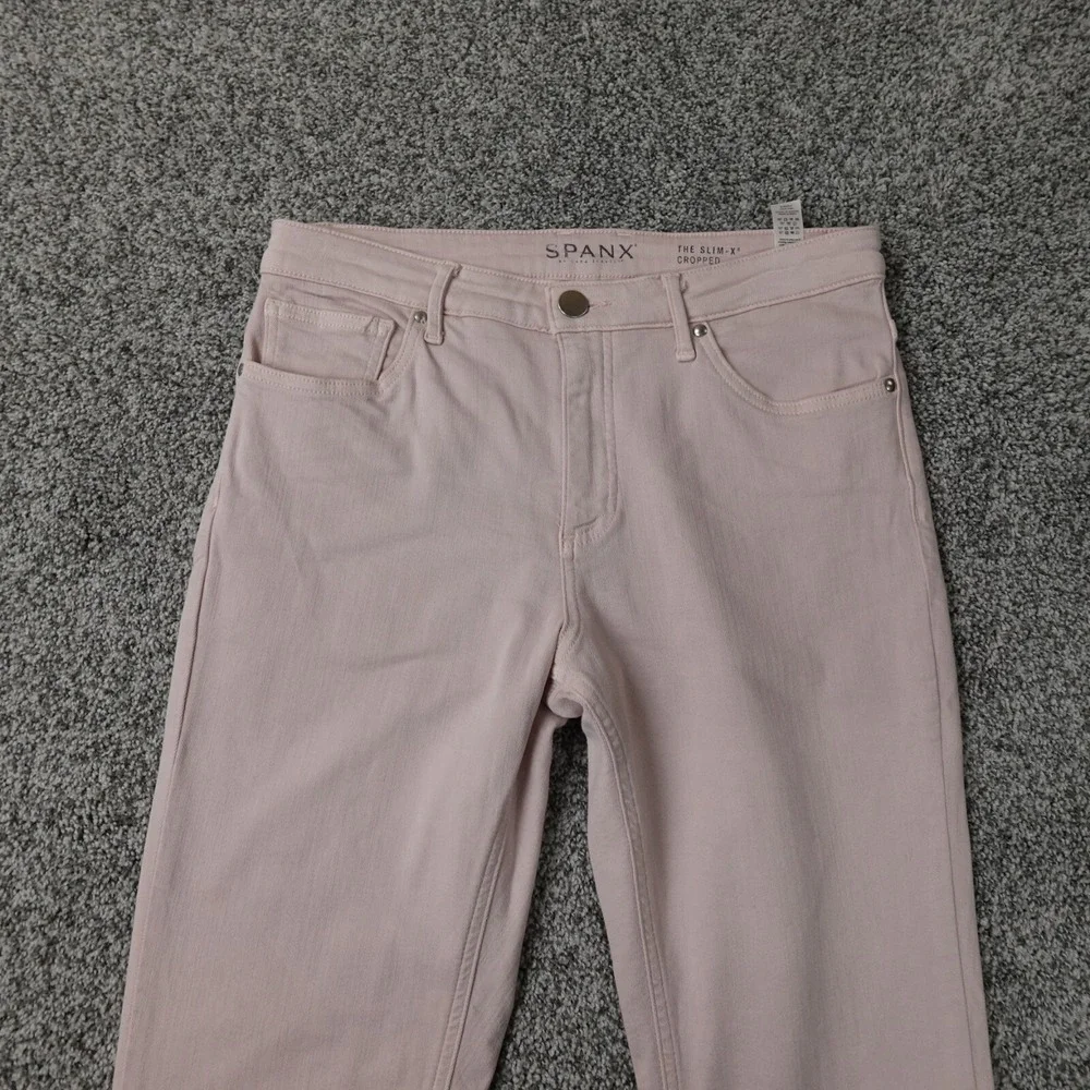 Spanx Pants Womens 30‎ Pink Slim X Cropped Twill Mid Rise Casual Preppy Stretch